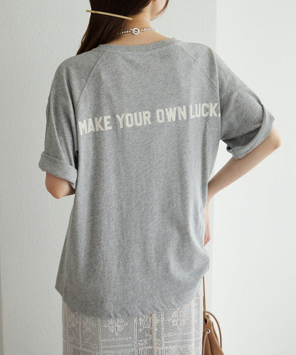 Logo刺繡×絨布印花亞麻混棉T恤