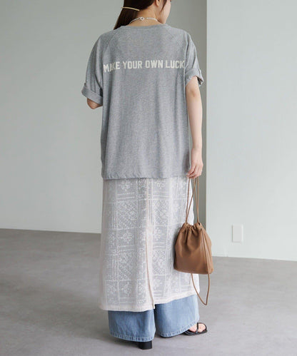 Logo刺繡×絨布印花亞麻混棉T恤