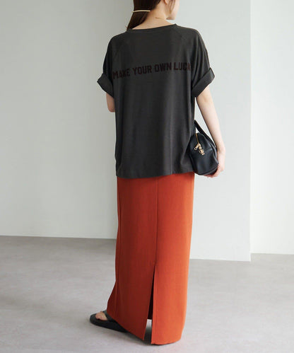 Logo刺繡×絨布印花亞麻混棉T恤