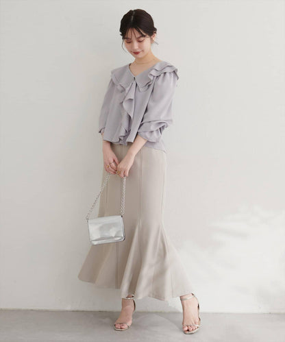 【限定】荷葉領糖果袖襯衫