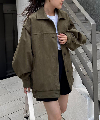 多功能仿麂皮風長款外套