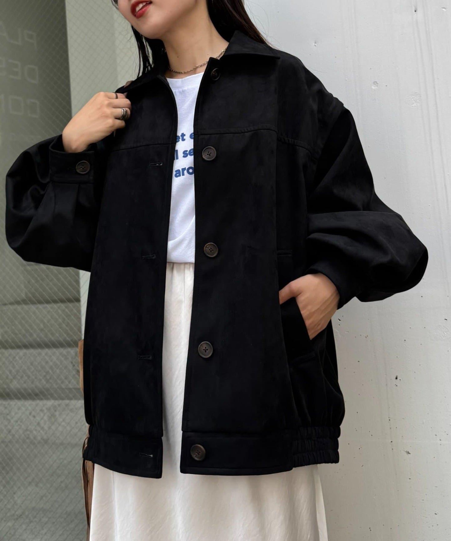 多功能仿麂皮風長款外套