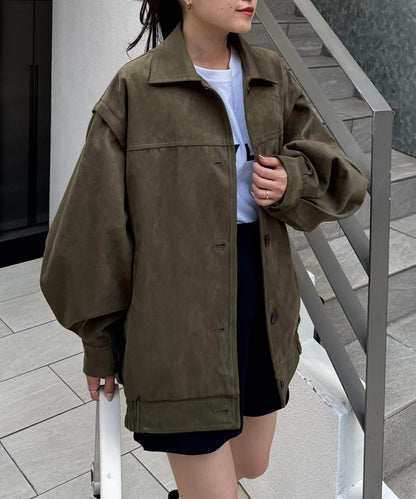 多功能仿麂皮風長款外套