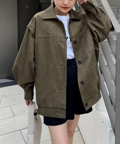 多功能仿麂皮風長款外套