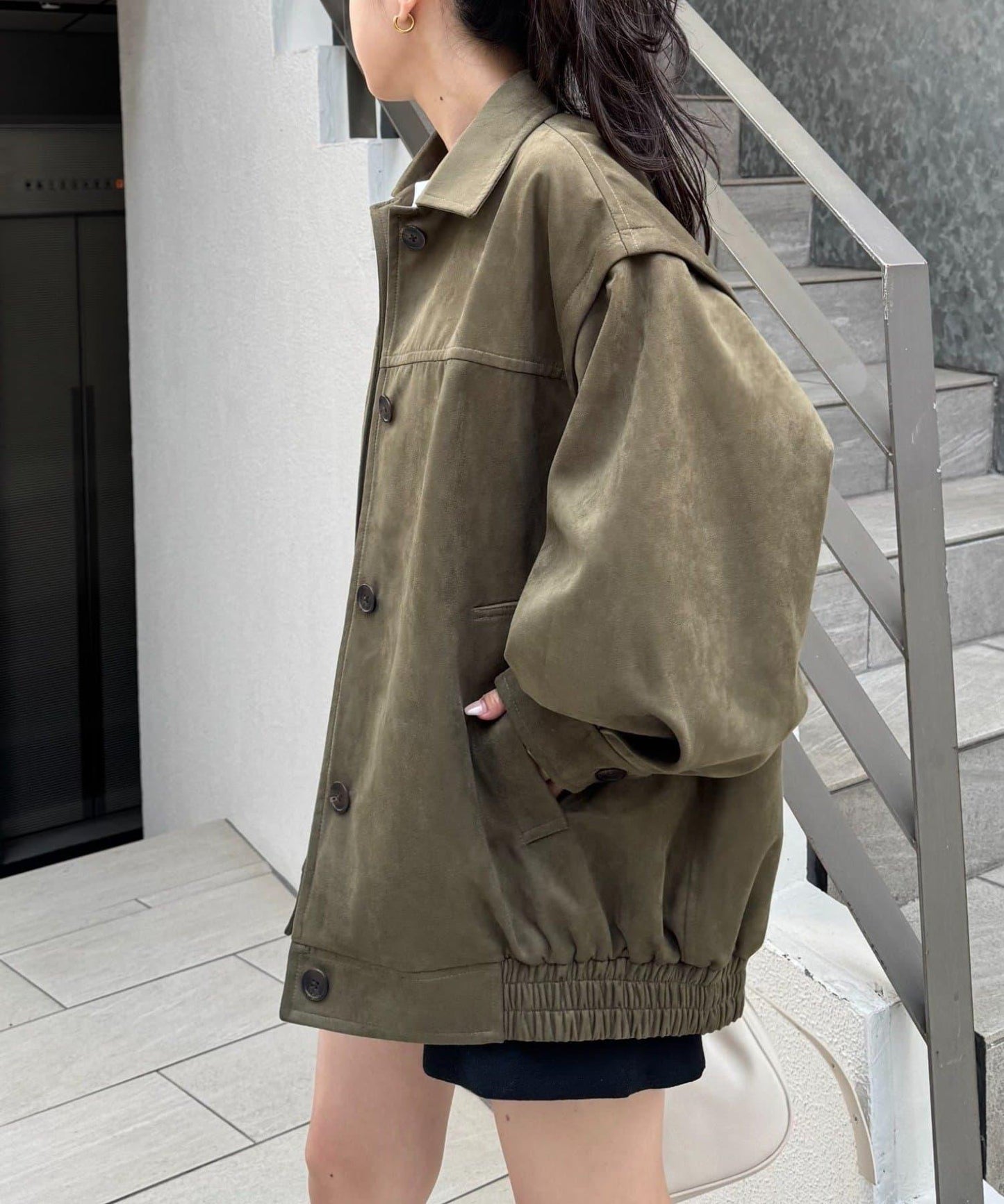 多功能仿麂皮風長款外套