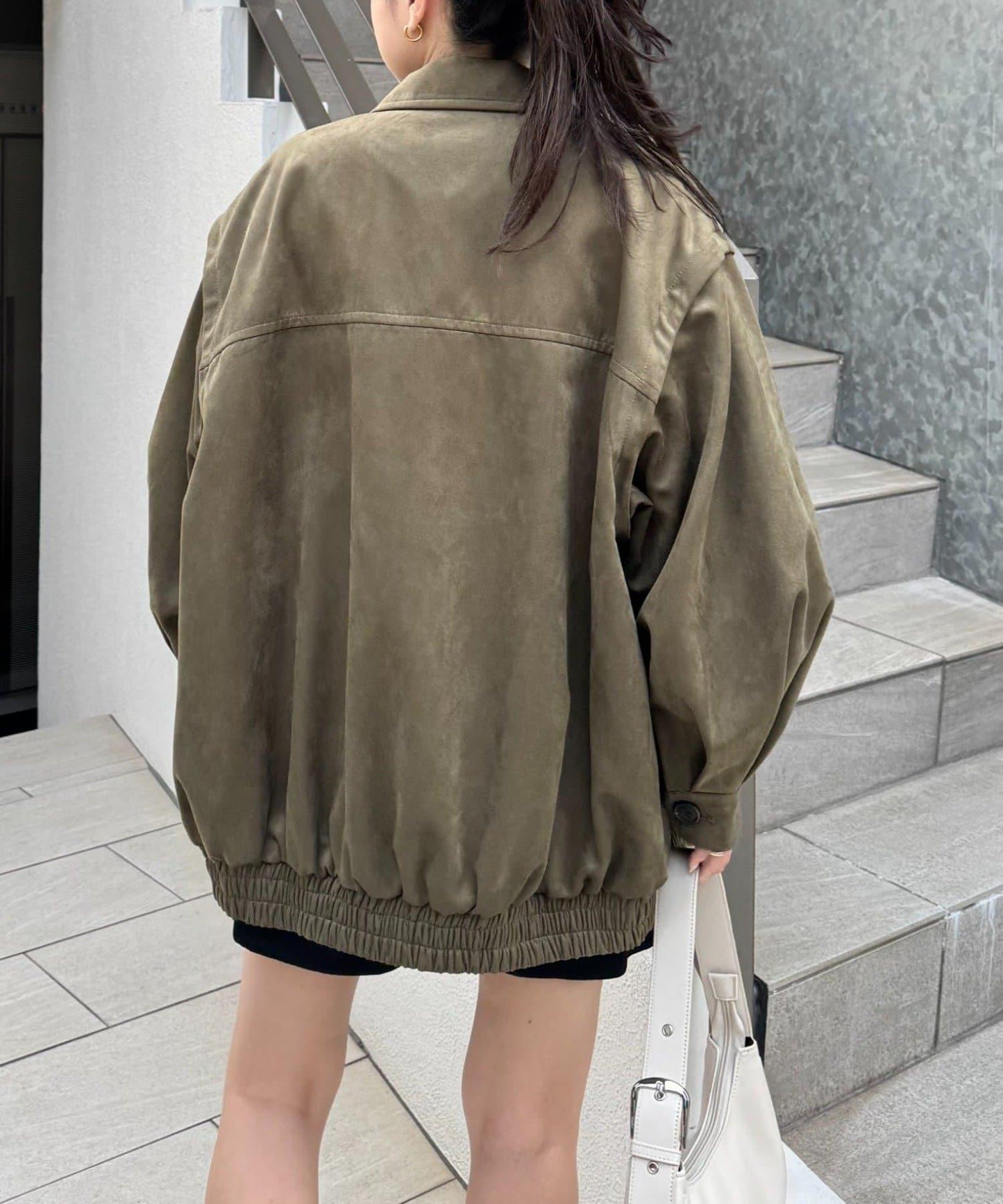 多功能仿麂皮風長款外套