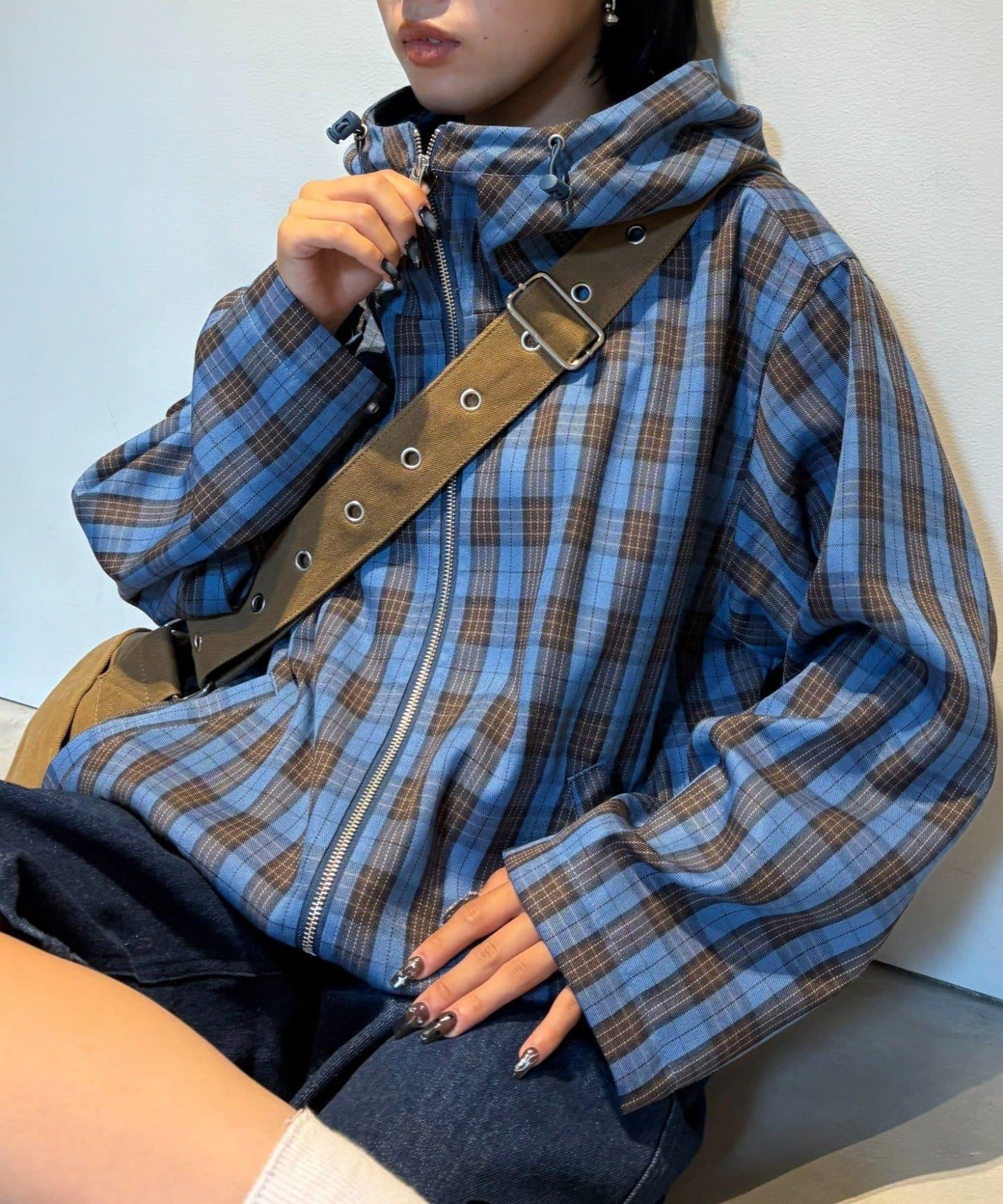 【男女通用】格紋全拉鍊襯衫夾克
