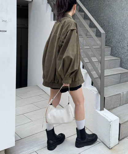 多功能仿麂皮風長款外套