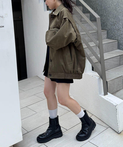 多功能仿麂皮風長款外套