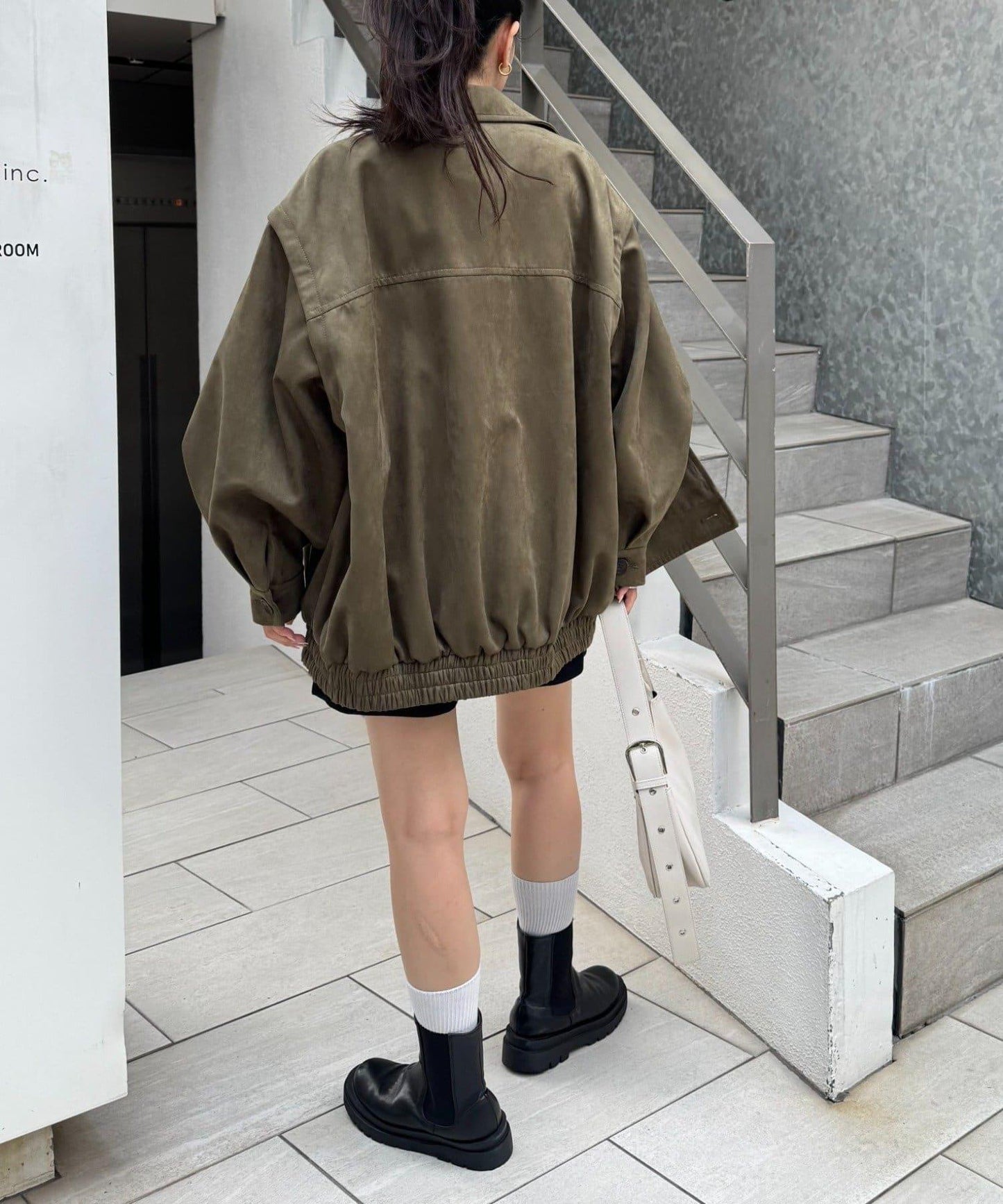 多功能仿麂皮風長款外套