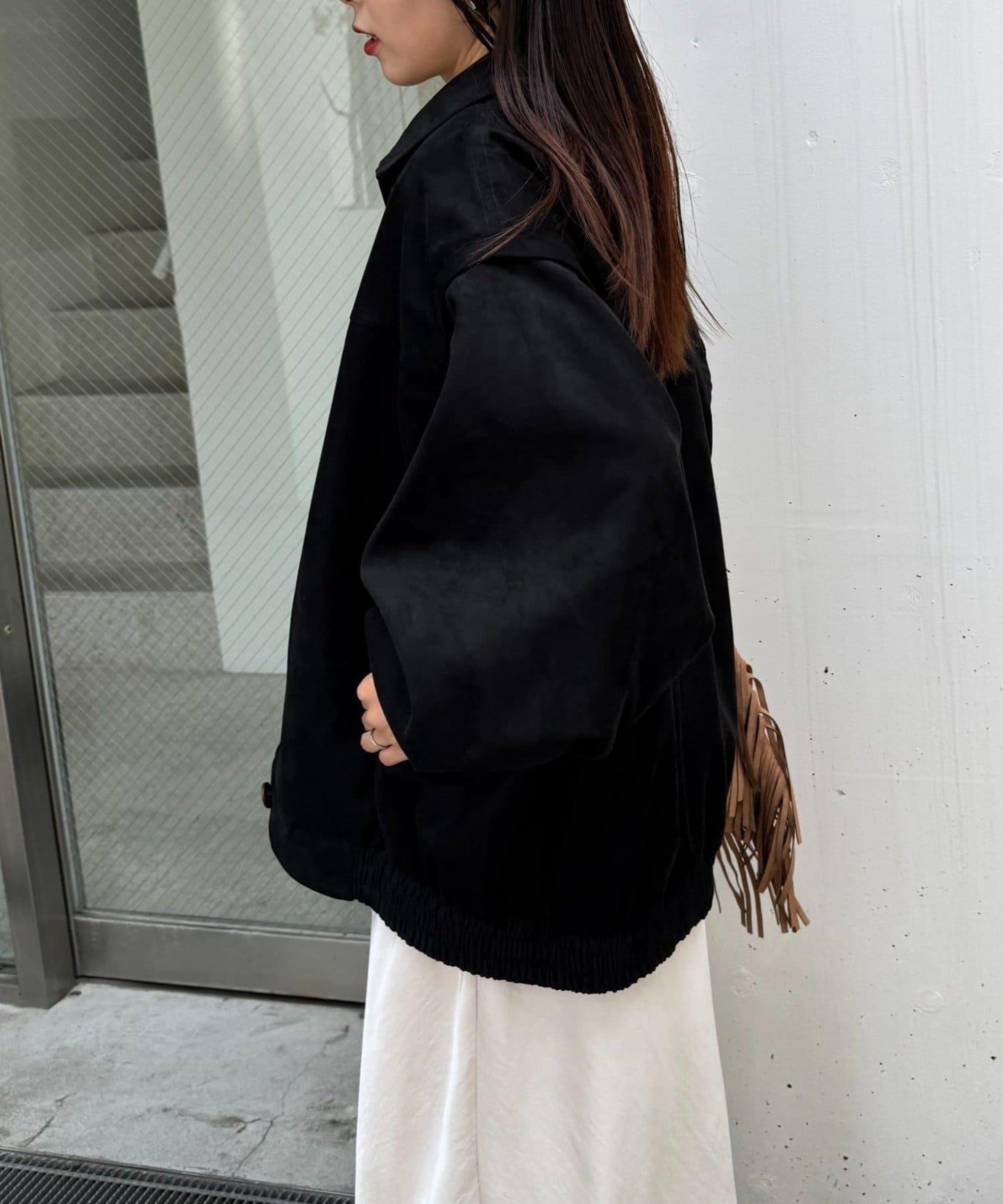 多功能仿麂皮風長款外套