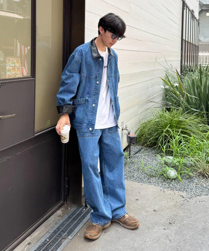 【男士】皮革領西部風牛仔夾克/套裝商品