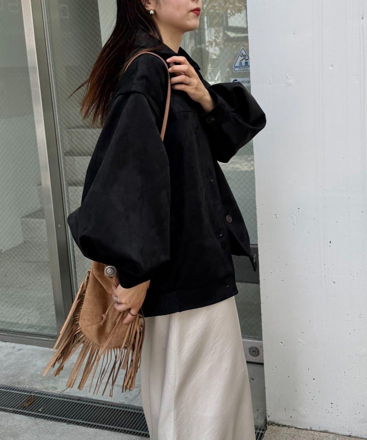 多功能仿麂皮風長款外套