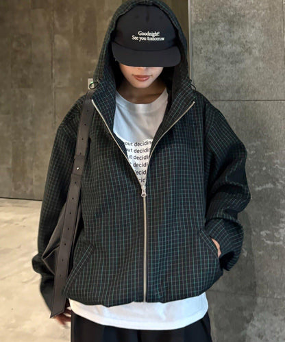 【男女通用】格紋全拉鍊襯衫夾克