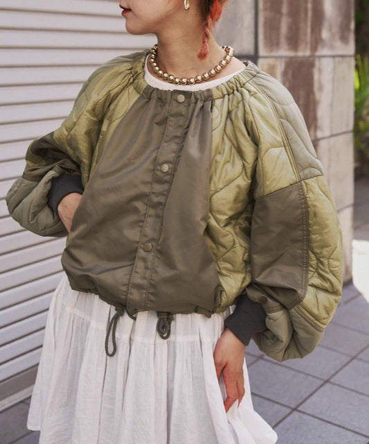 etsinta改良款拼接棉絮繭形夾克