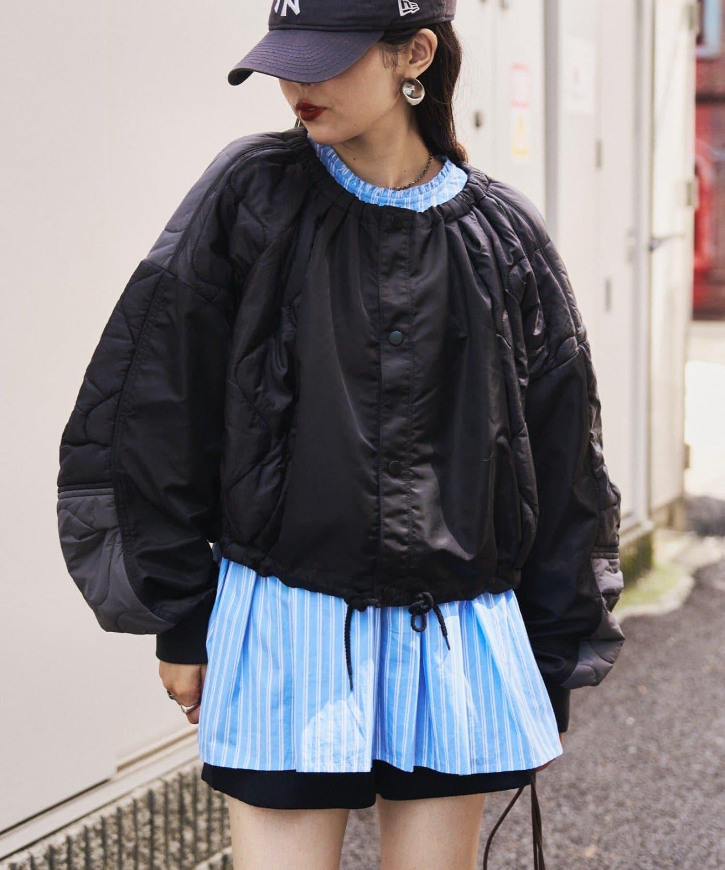 etsinta改良款拼接棉絮繭形夾克