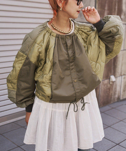 etsinta改良款拼接棉絮繭形夾克