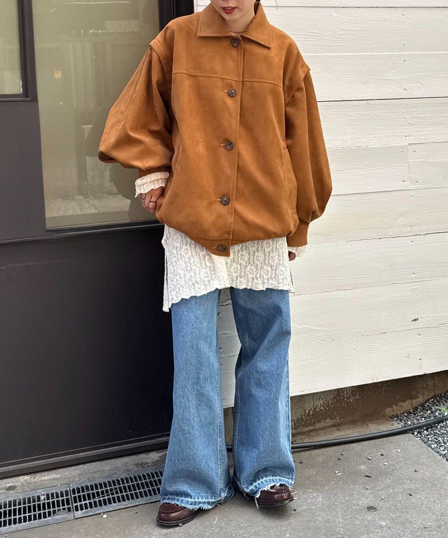 多功能仿麂皮風長款外套