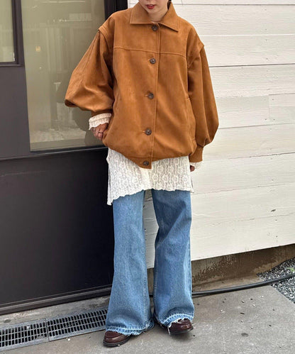 多功能仿麂皮風長款外套