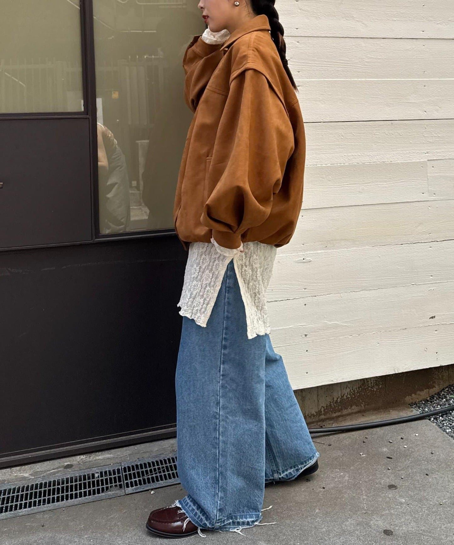 多功能仿麂皮風長款外套