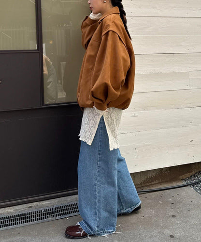 多功能仿麂皮風長款外套