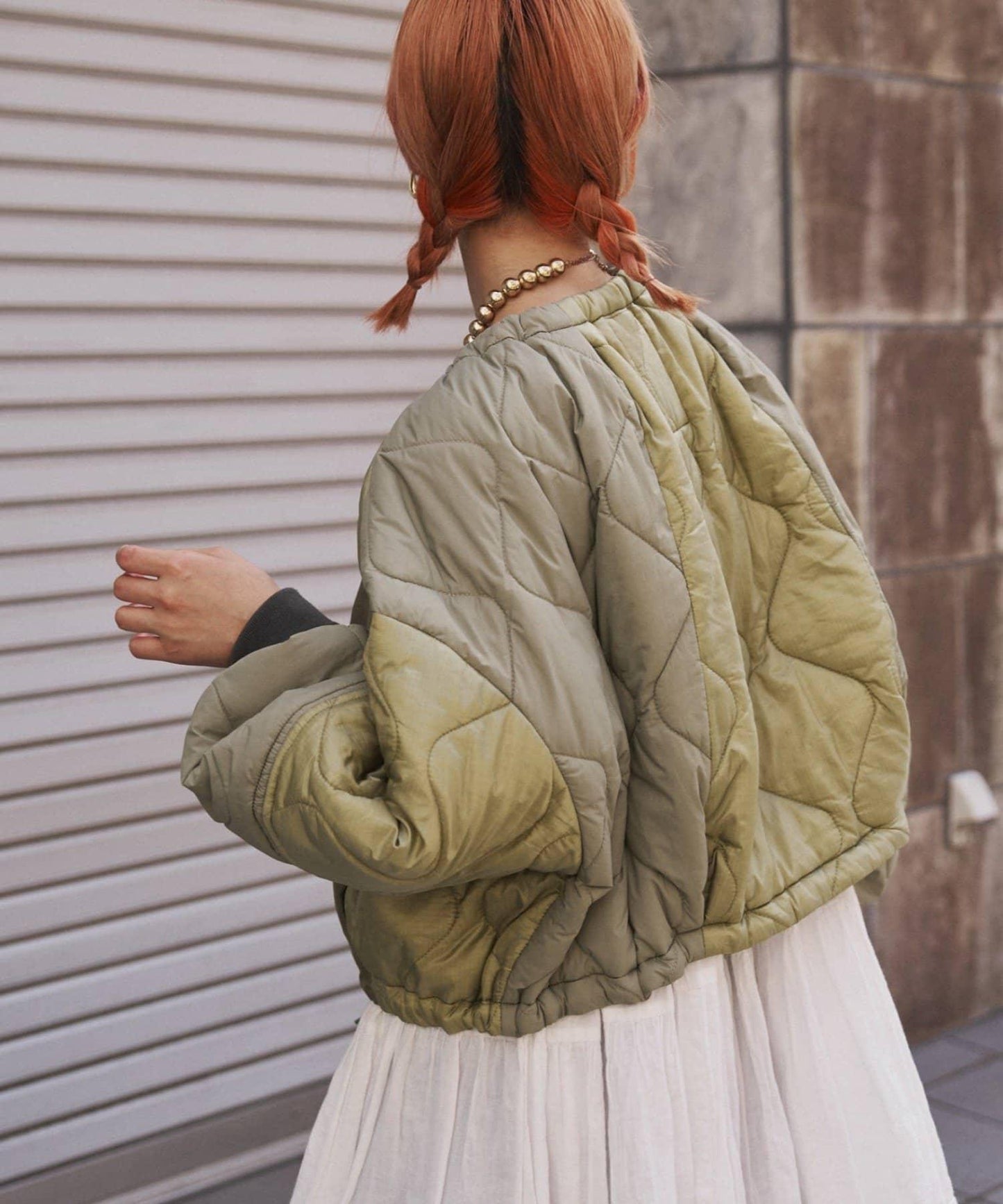 etsinta改良款拼接棉絮繭形夾克