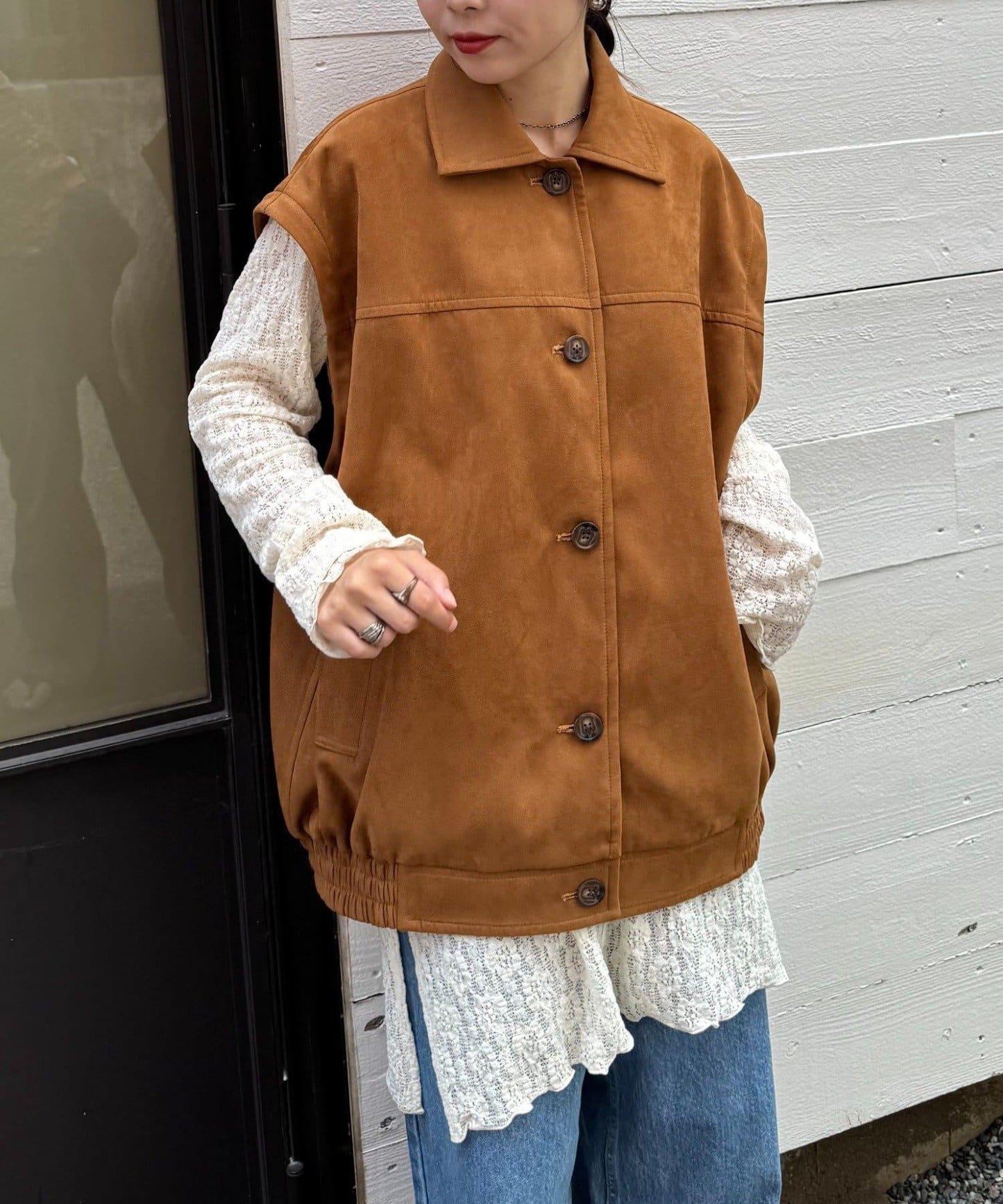 多功能仿麂皮風長款外套