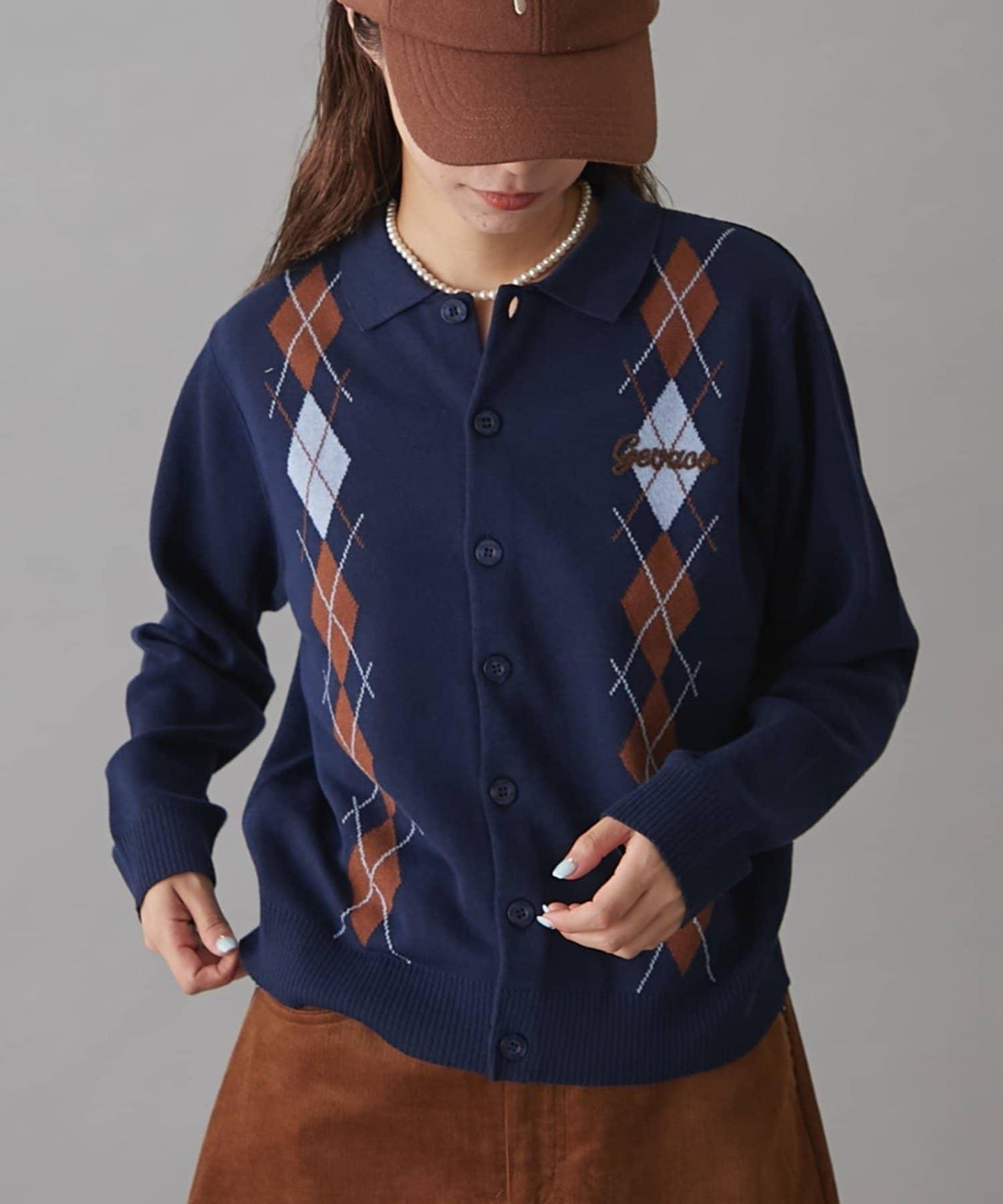 GEVACO菱格紋針織開衫