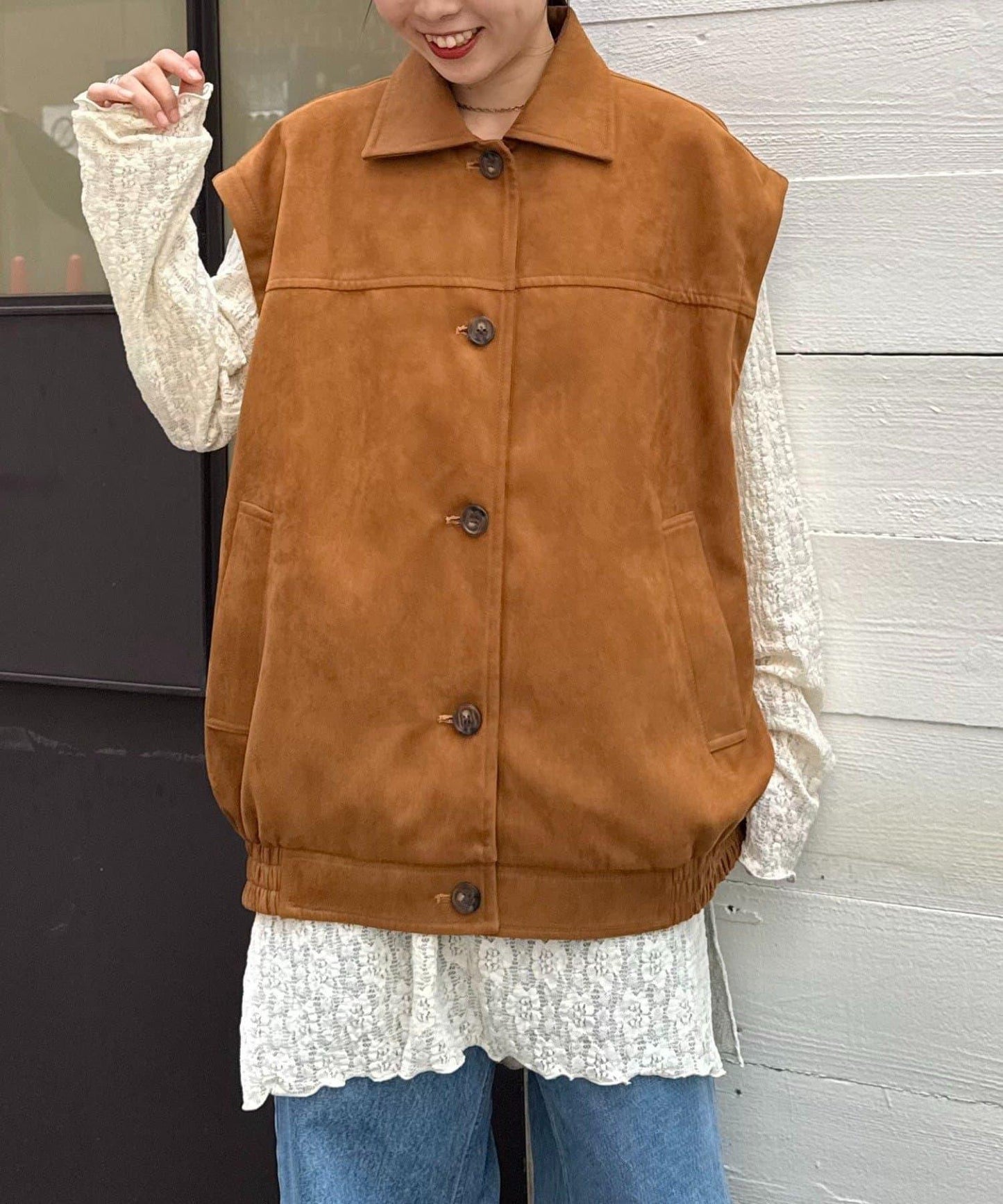 多功能仿麂皮風長款外套