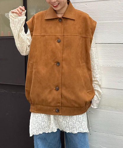 多功能仿麂皮風長款外套