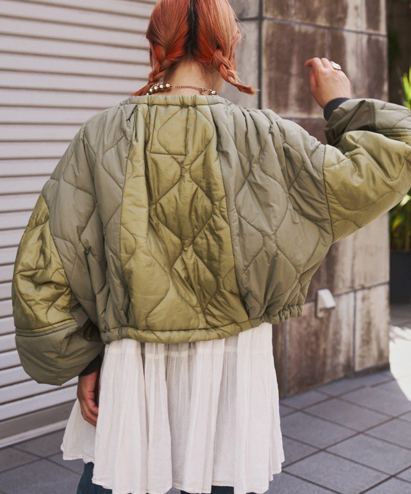 etsinta改良款拼接棉絮繭形夾克