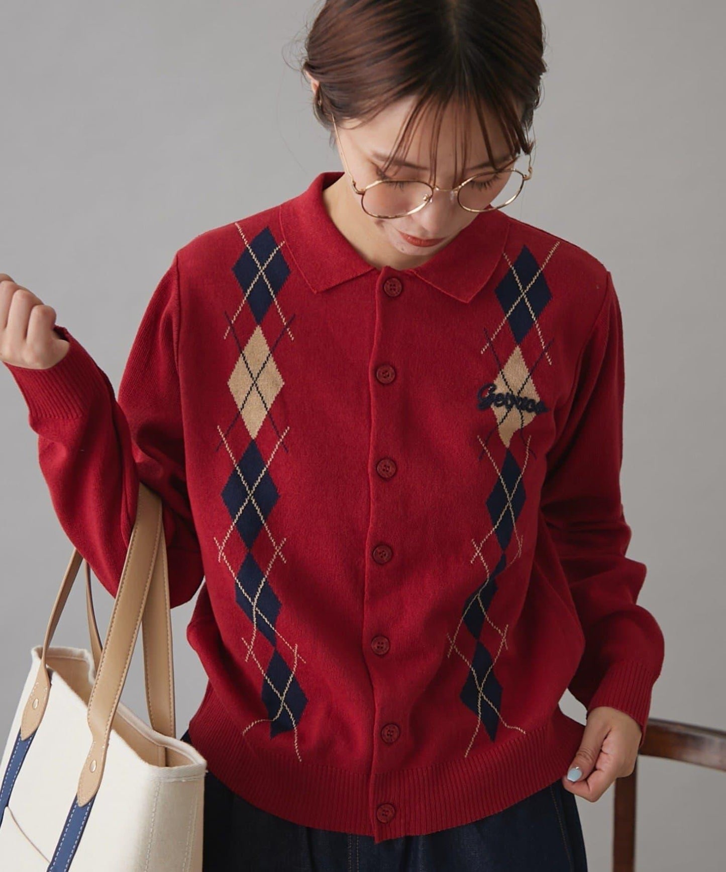 GEVACO菱格紋針織開衫