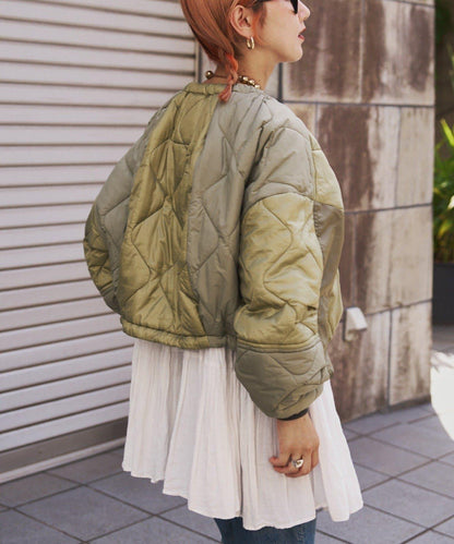 etsinta改良款拼接棉絮繭形夾克