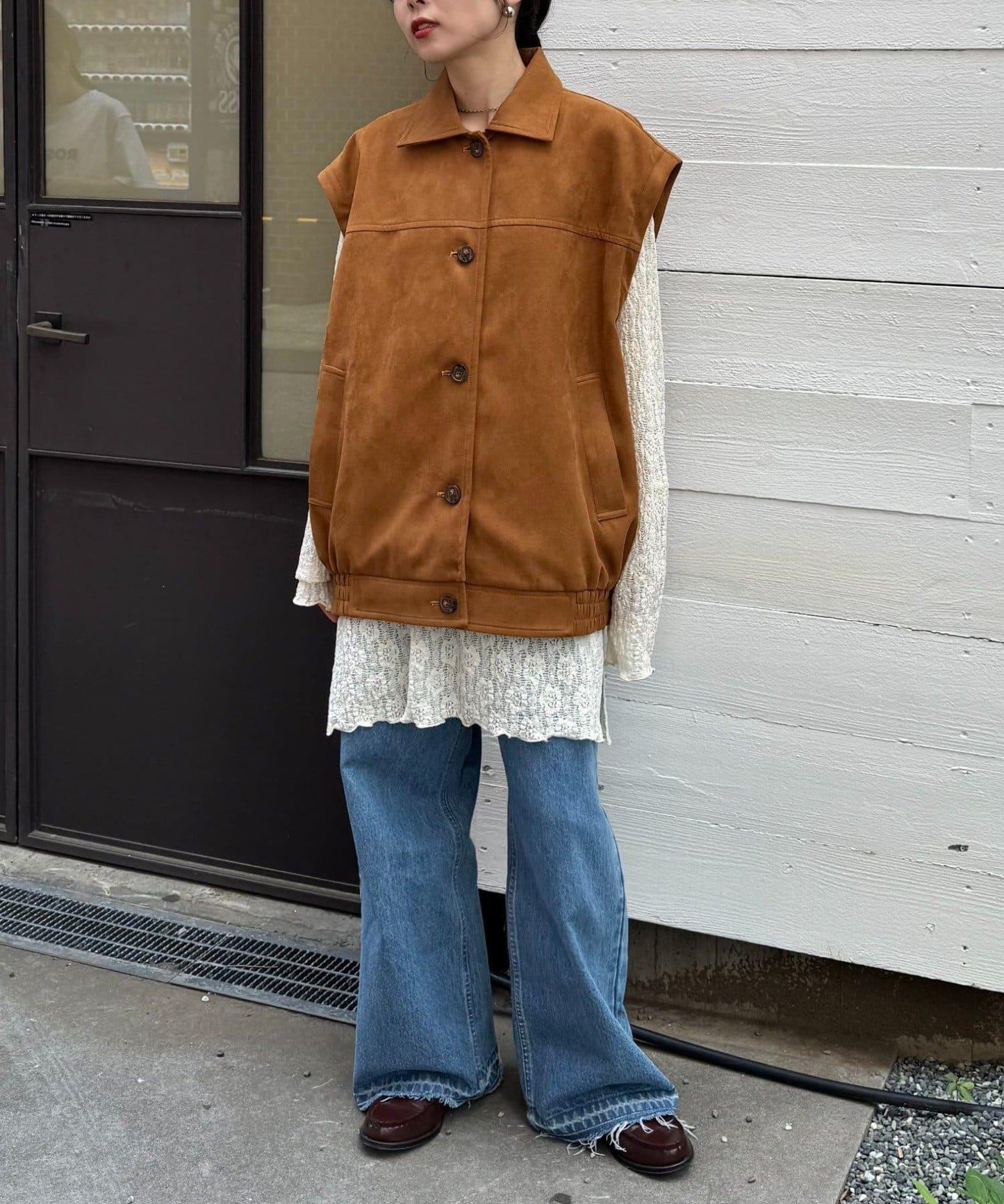 多功能仿麂皮風長款外套