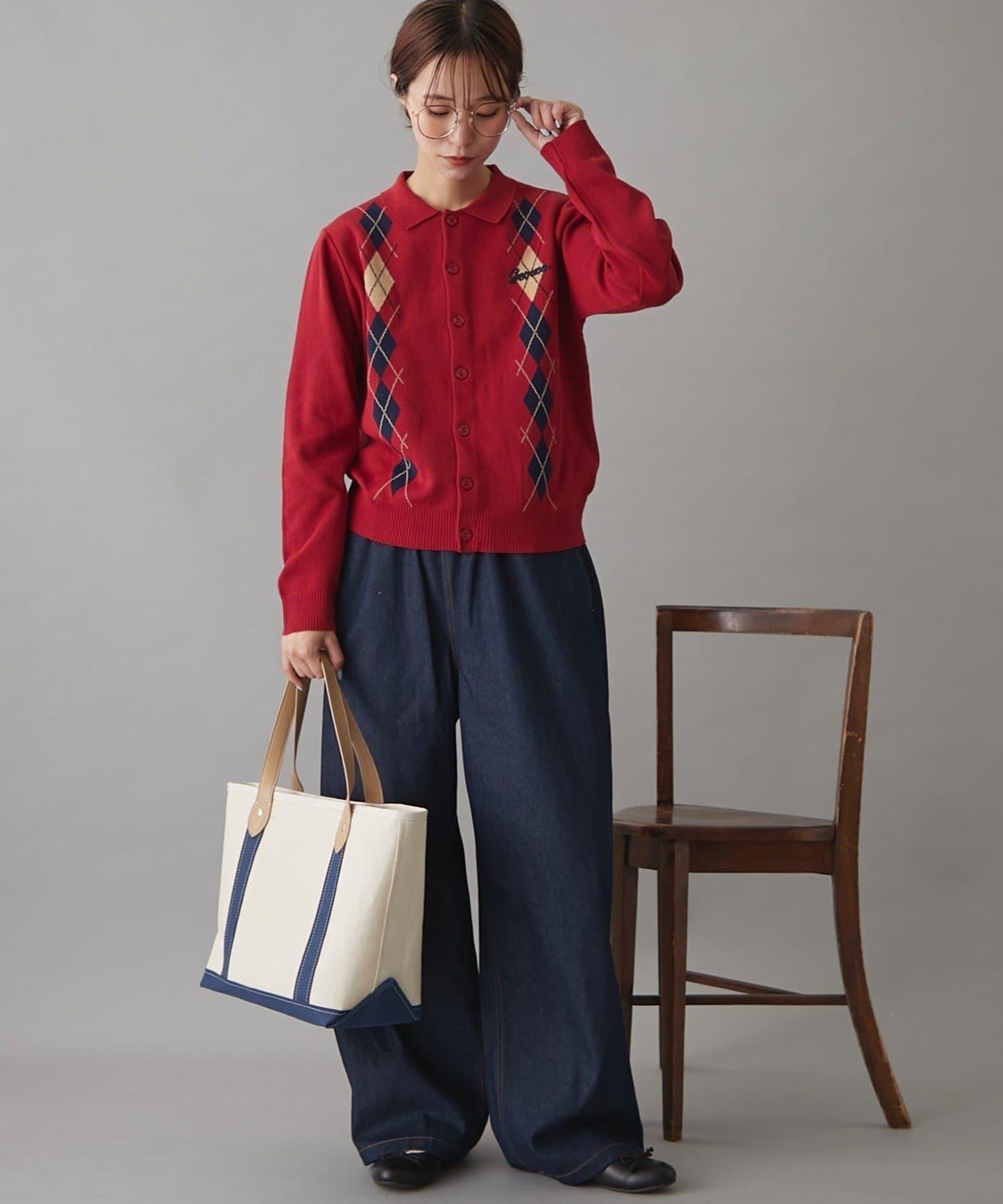 GEVACO菱格紋針織開衫