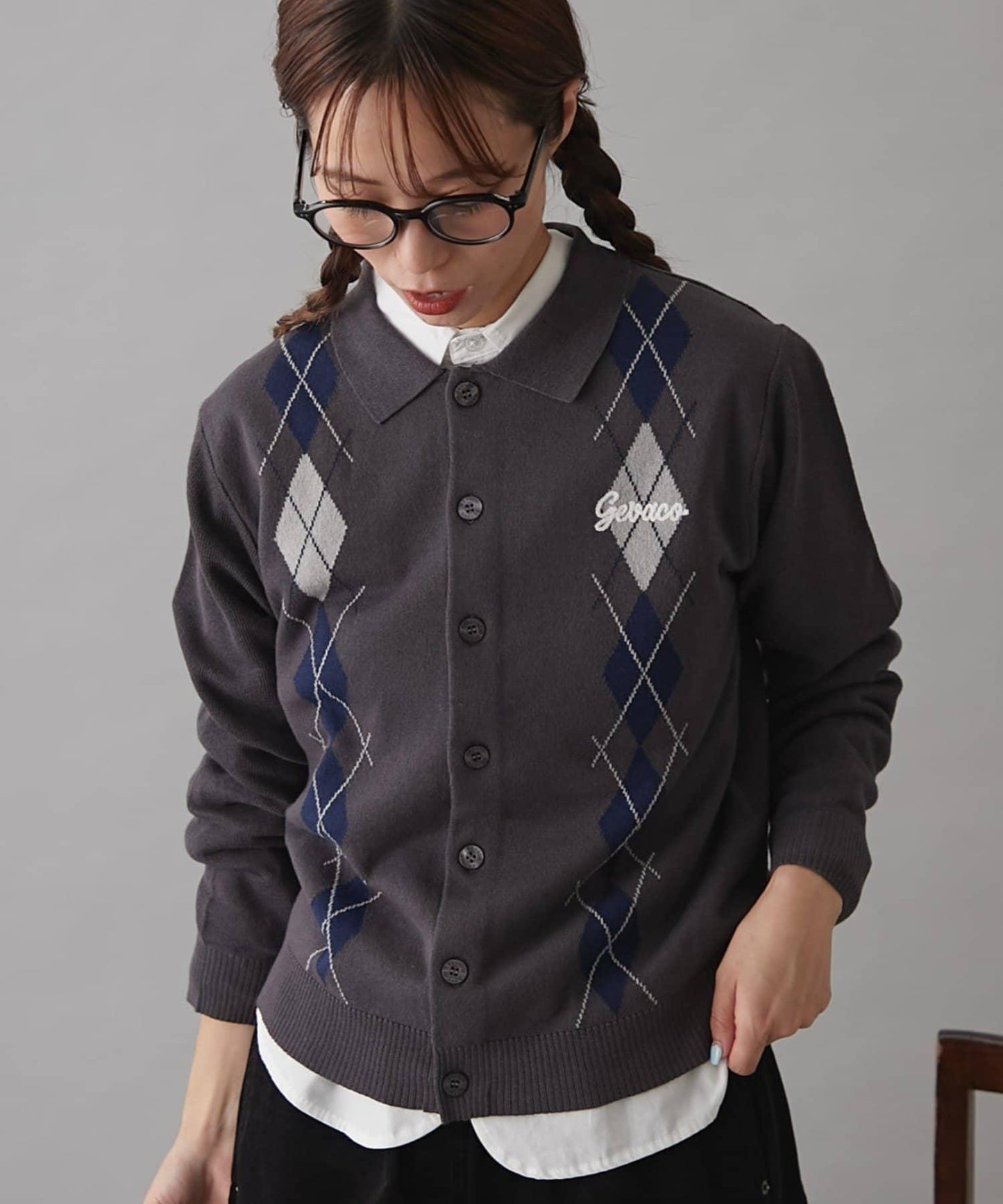GEVACO菱格紋針織開衫
