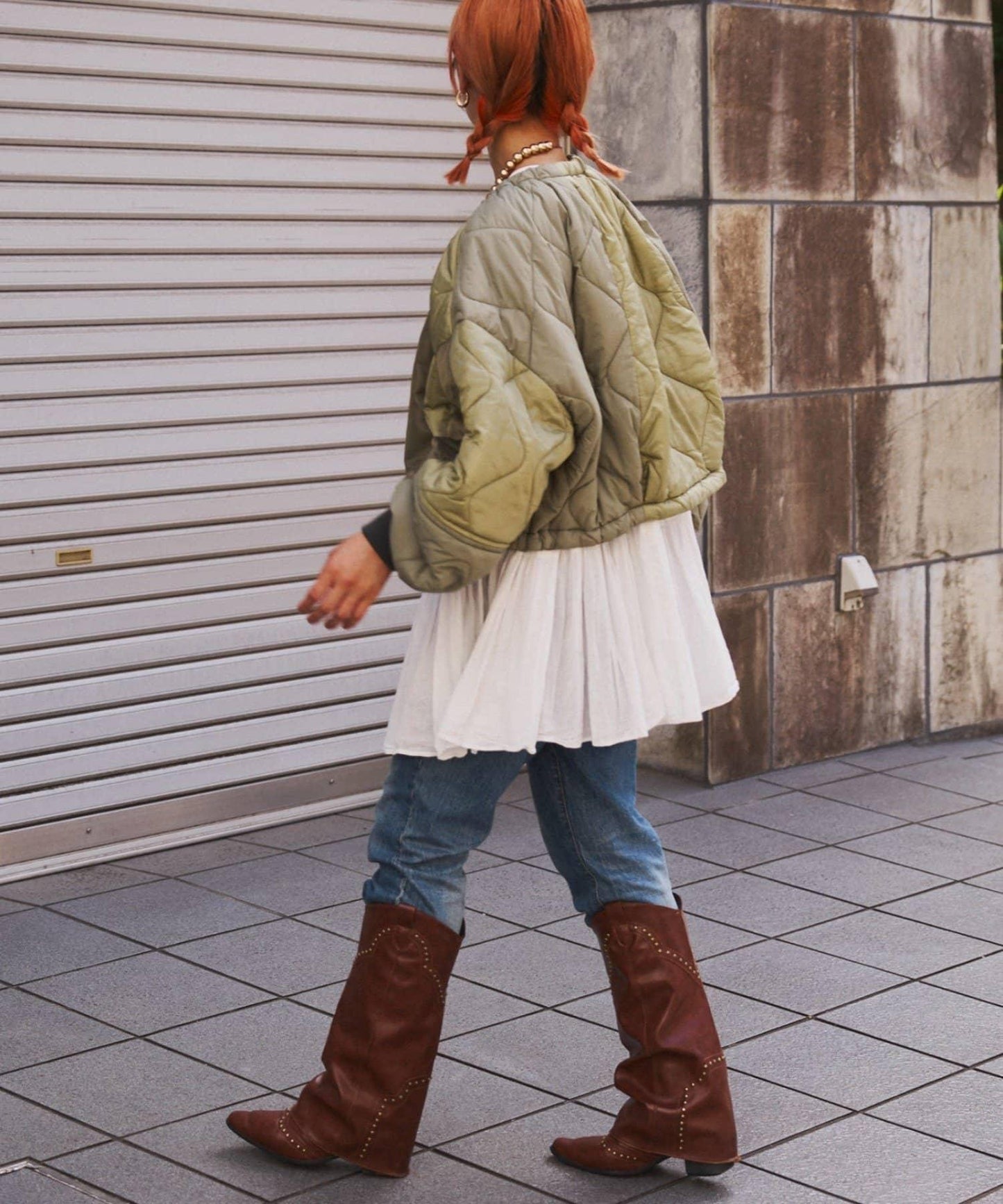 etsinta改良款拼接棉絮繭形夾克