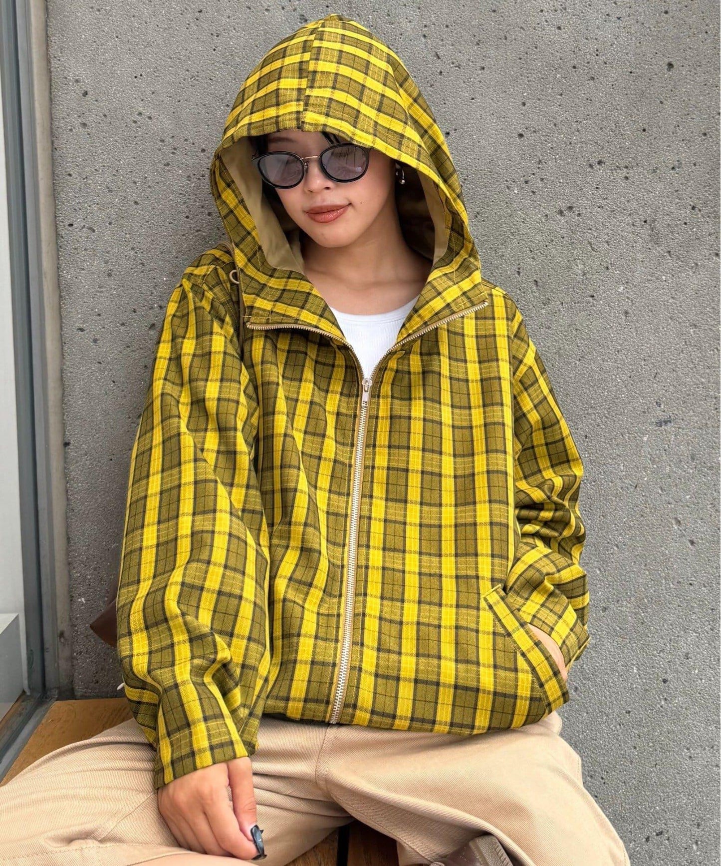 【男女通用】格紋全拉鍊襯衫夾克