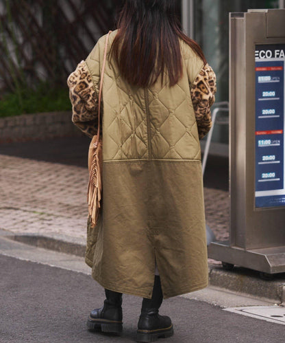 etsinta毛皮拼接無領拼接棉服