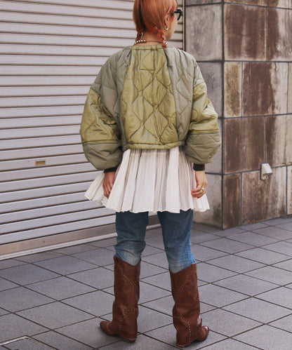 etsinta改良款拼接棉絮繭形夾克