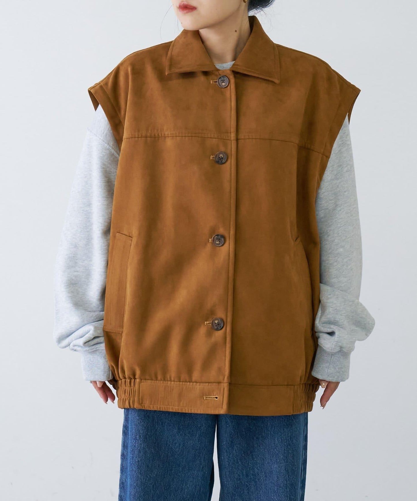 多功能仿麂皮風長款外套