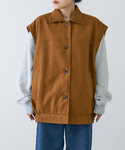 多功能仿麂皮風長款外套