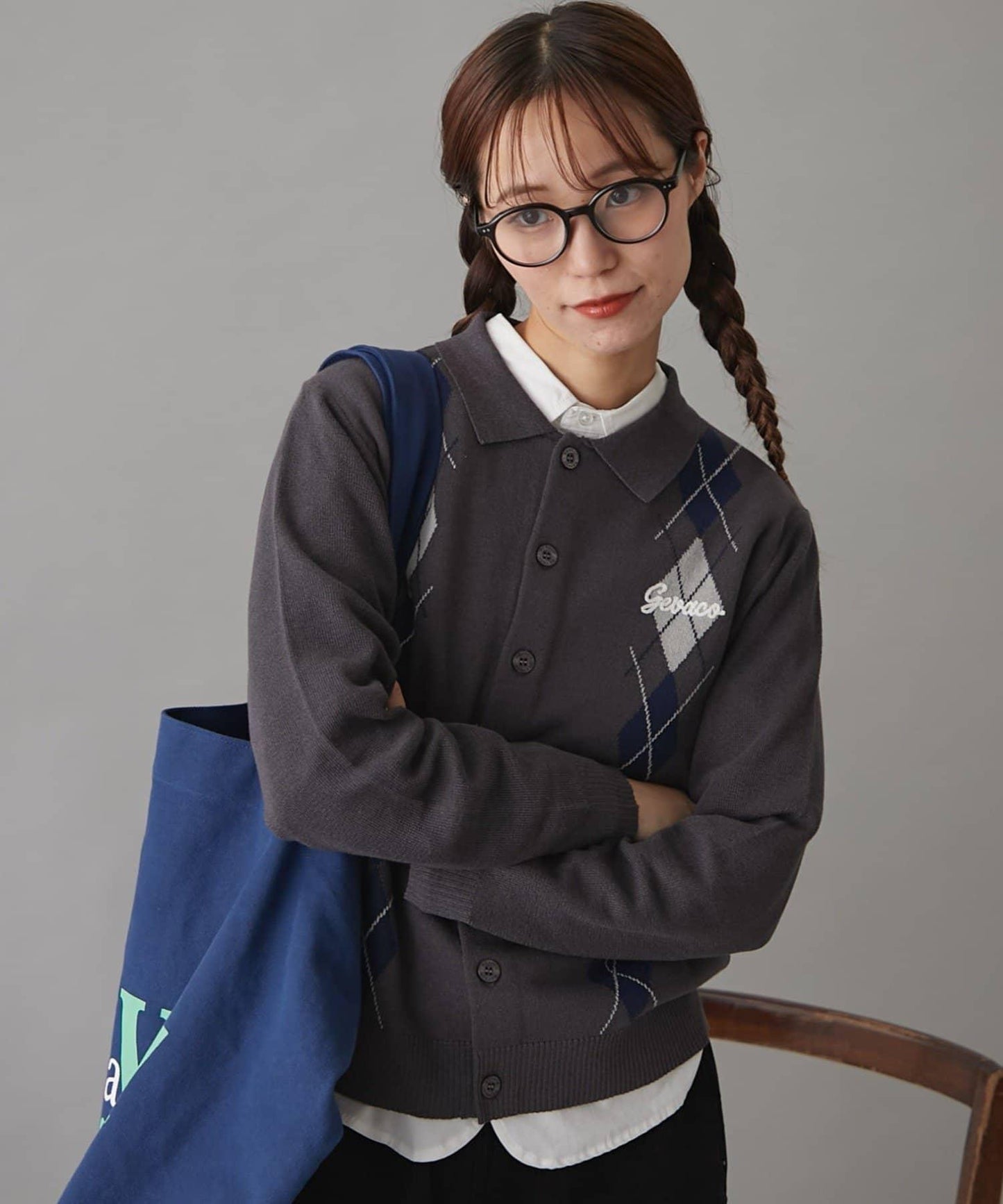 GEVACO菱格紋針織開衫