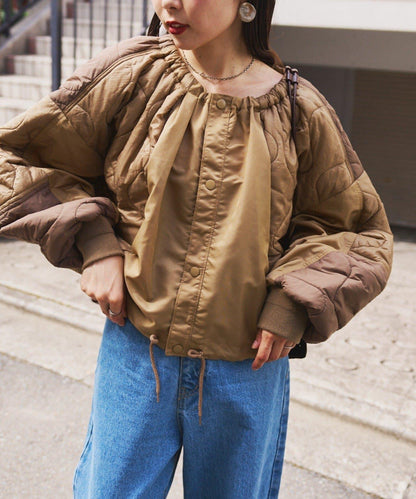 etsinta改良款拼接棉絮繭形夾克