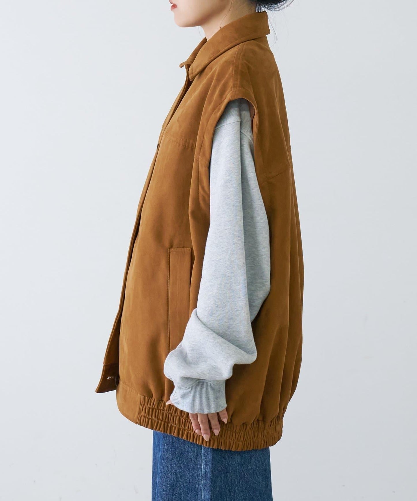 多功能仿麂皮風長款外套