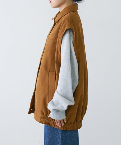 多功能仿麂皮風長款外套