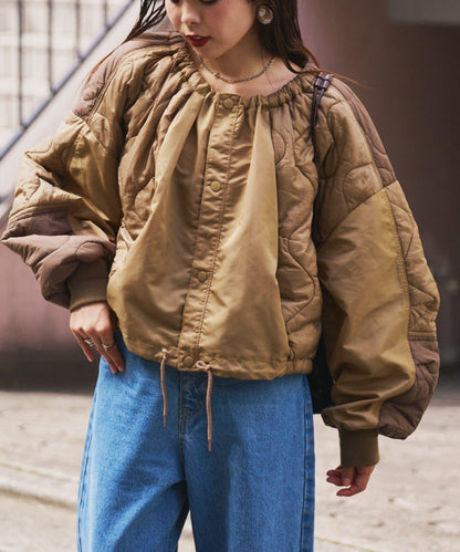 etsinta改良款拼接棉絮繭形夾克