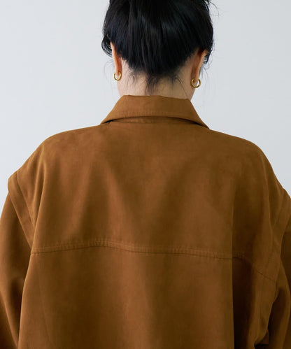 多功能仿麂皮風長款外套