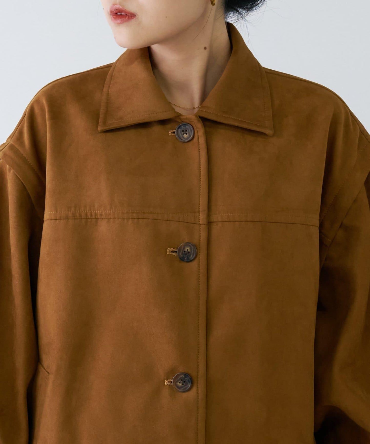 多功能仿麂皮風長款外套