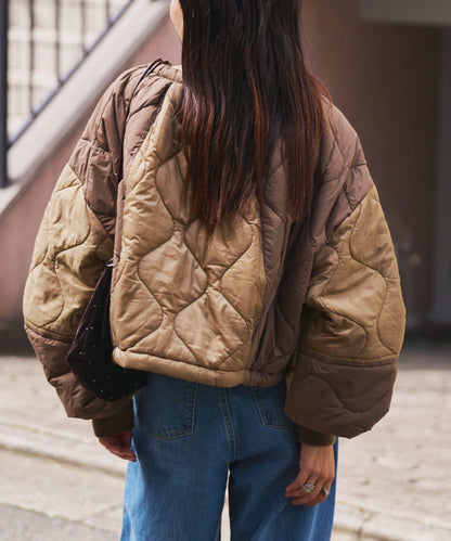 etsinta改良款拼接棉絮繭形夾克